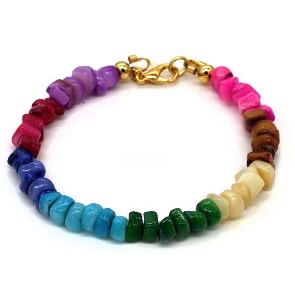 Bracelet with multicolor beads. Pride. Lobster clasps. - Picture 2 of 3